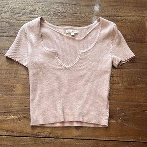 pink waffle knit crop top